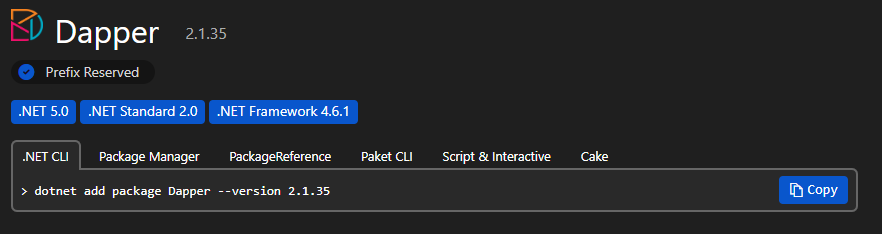 The Dapper package on NuGet