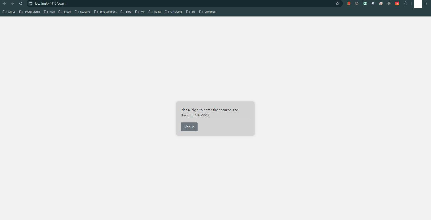 The app's login page