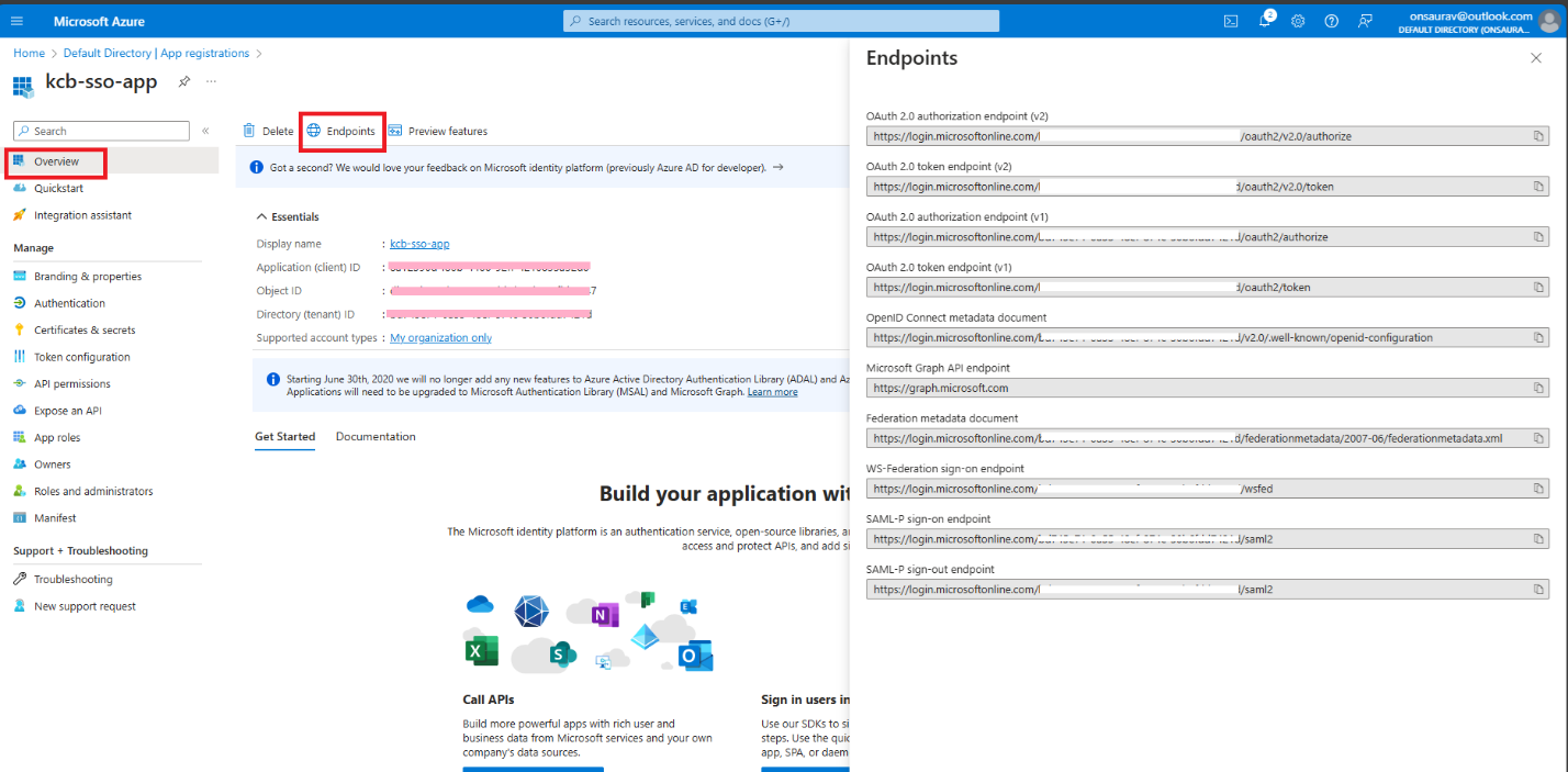 Endpoints for the registered app